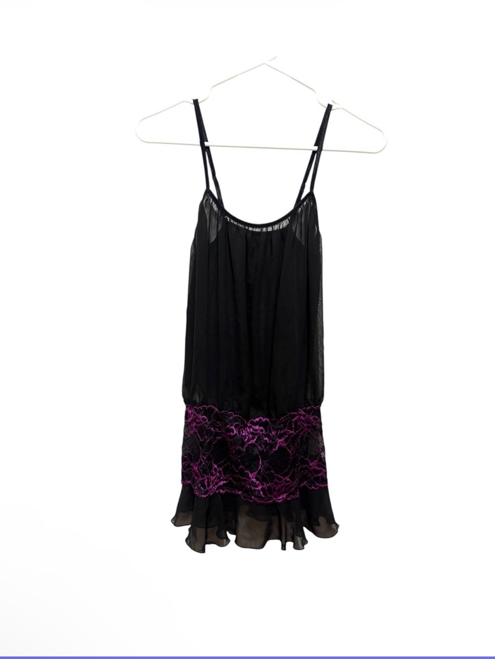 Ambiance Black Chemise with Violet Lace Panel